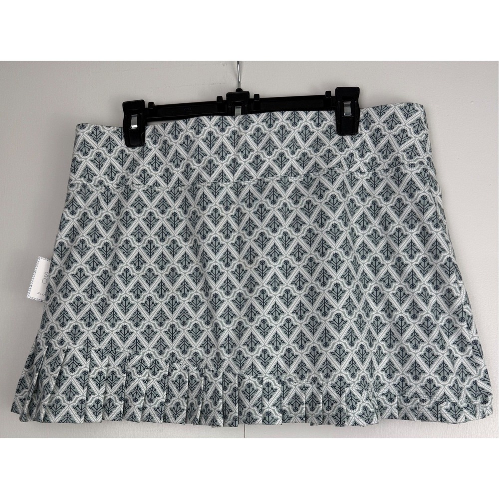Sigrid Olsen Sage Green Floral Pleated Golf Tennis Skort UPF 50 Size XL NWT - Picture 2 of 10